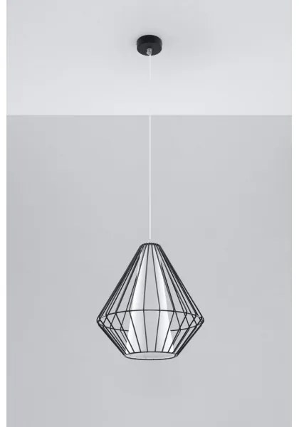 Lampadario a sospensione con filo DEMI 1xE27/60W/230V nero/bianco