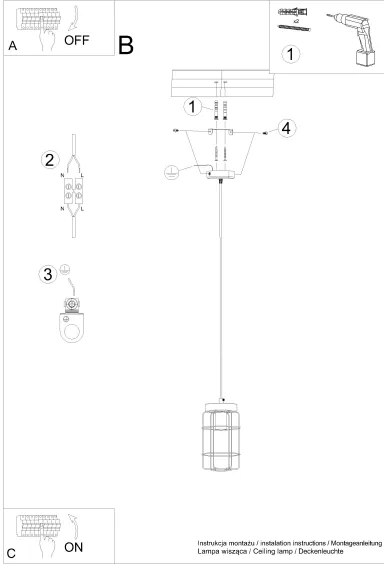 Sollux SL.1263 - Lampadario a sospensione con filo GOTTO 1xE27/15W/230V nero