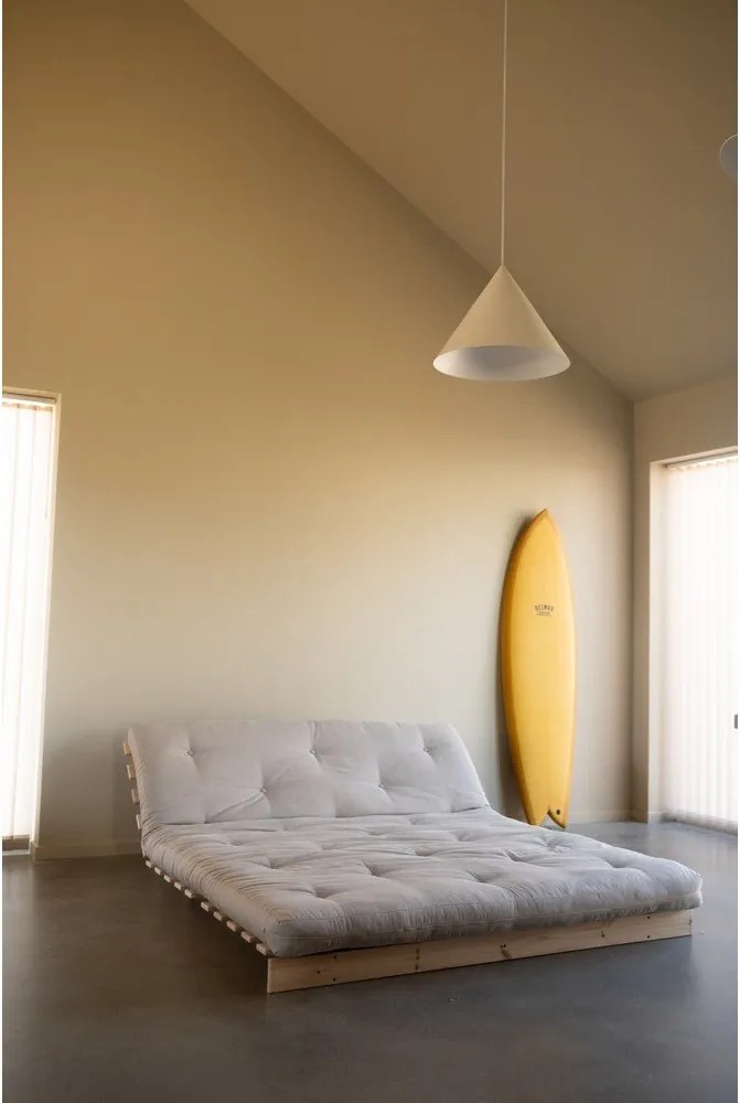 Divano greige allungabile con rivestimento in lino 160 cm Roots – Karup Design