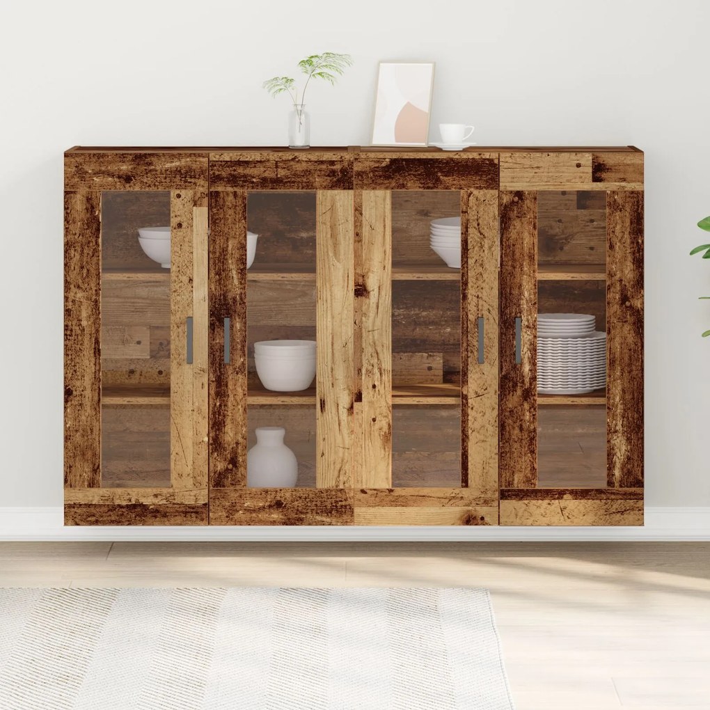 Armadio a muro set di 2 legno vecchio, nero