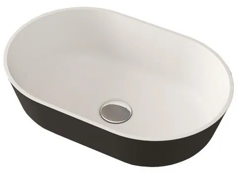 Lavabo da appoggio BADEN HAUS ovale in solid surface L 48 x H 14 x P 32 cm bianco e nero