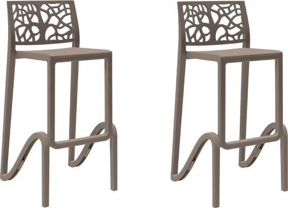 Sgabello bar impilabile alto H. seduta 75 cm TETI Tortora set 2 pezzi