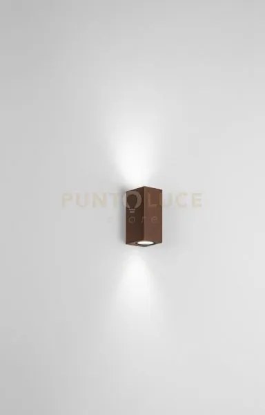 Applique zeno square corten 2 luci attacco gu10 ip65 h.15,5cm