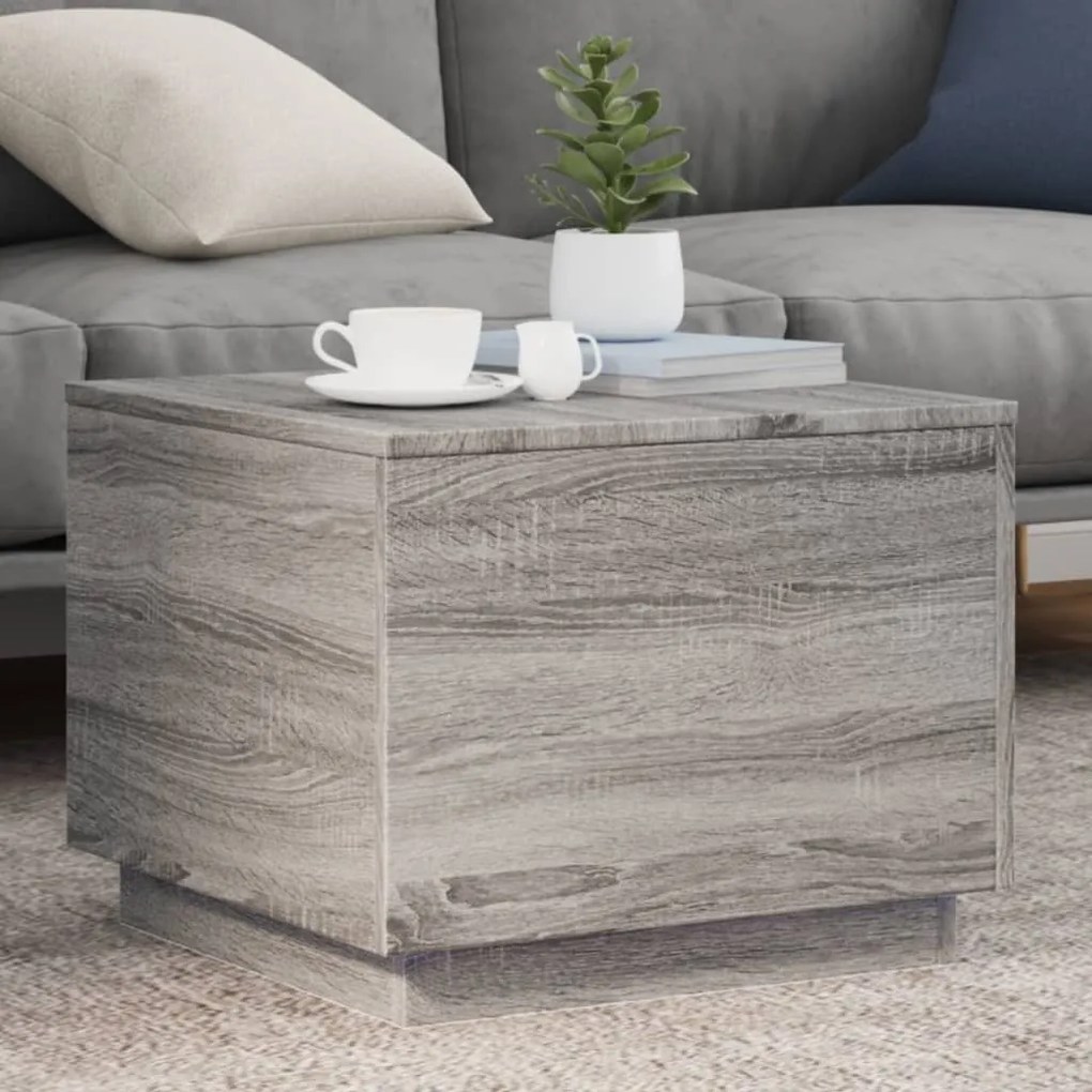 Tavolino Da Salotto Con Luci Led Grigio Sonoma 50x50x40 Cm /