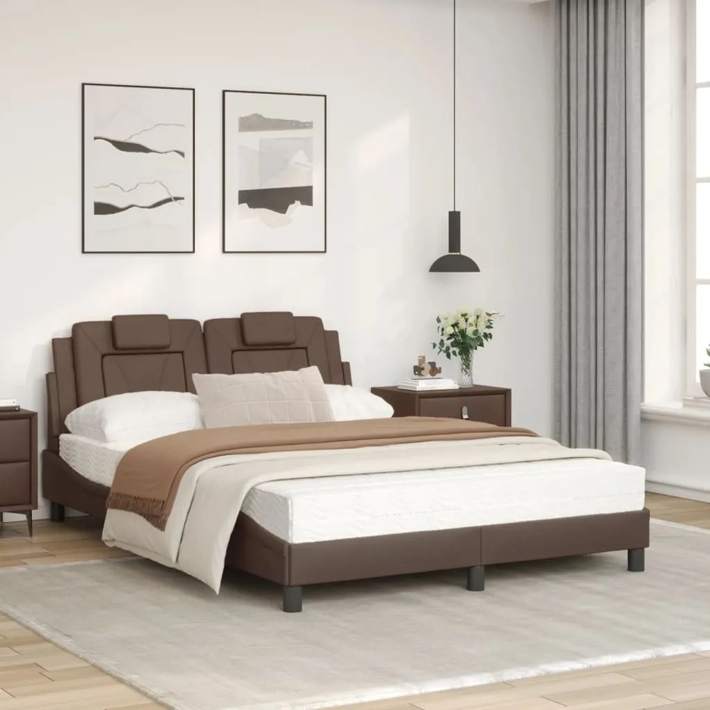 Letto con materasso marrone 120x200cm in similpelle