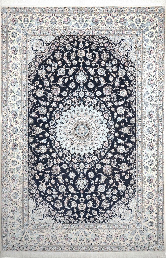 Nain Tappeto 210 x 310 Blu (Iran) Annodato A Mano