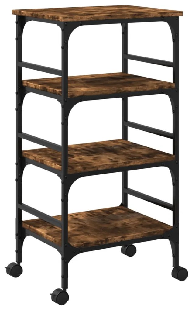 Carrello da cucina rovere fumo 45x35x89,5 cm legno multistrato