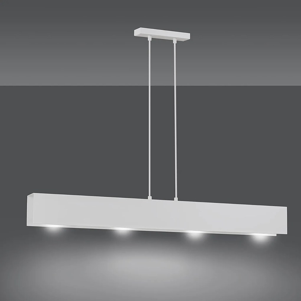 Lampadario Moderno 4 Luci Hachiman In Acciaio Bianco