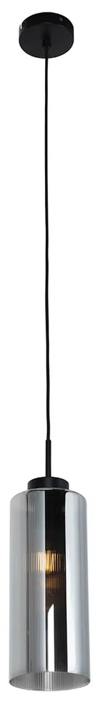 Lampada a sospensione smart nera con vetro fumé con Wifi ST64 - Laura