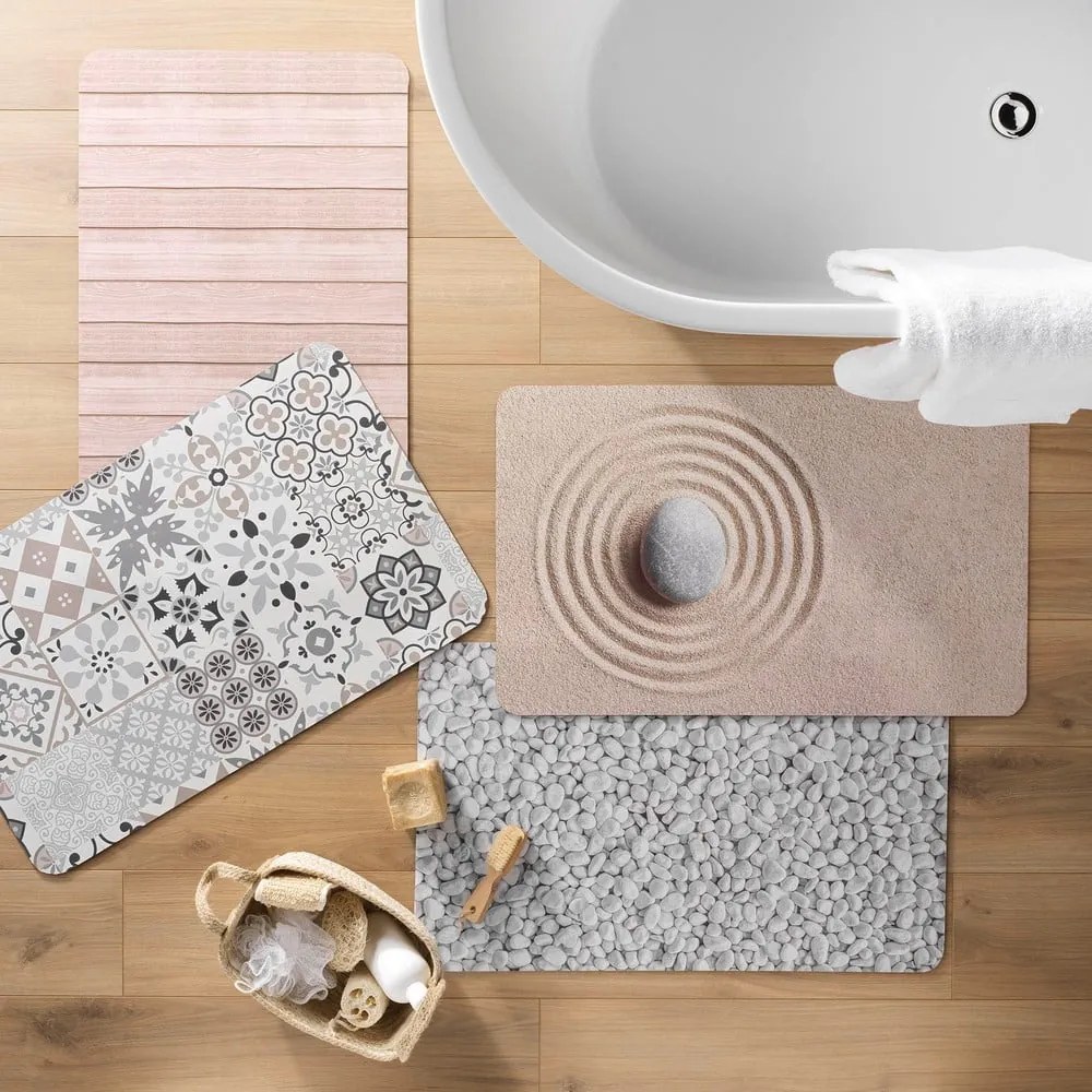 Tappetino da bagno in gomma bianco/grigio 50x80 cm Leandra - douceur d'intérieur