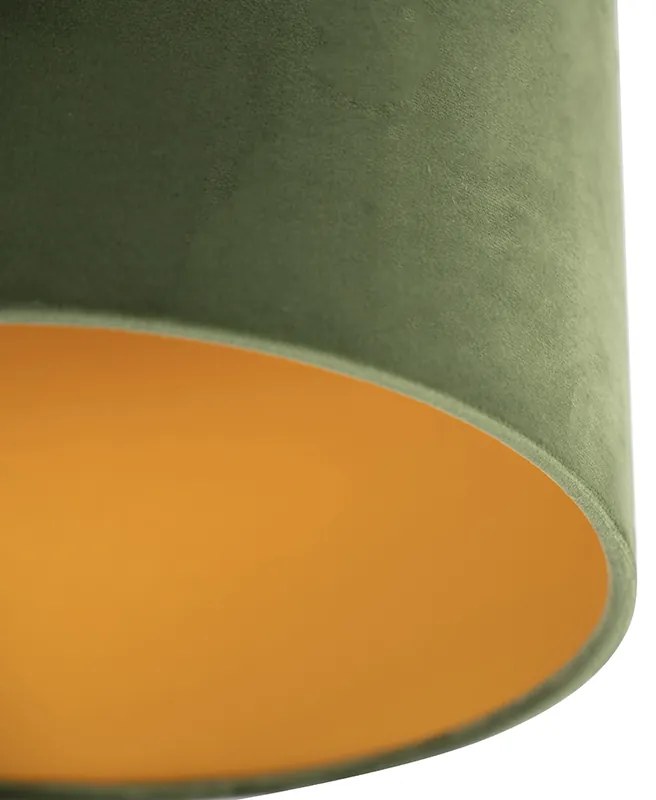 Plafoniera con paralume in velluto verde con oro 25 cm - Combi Black