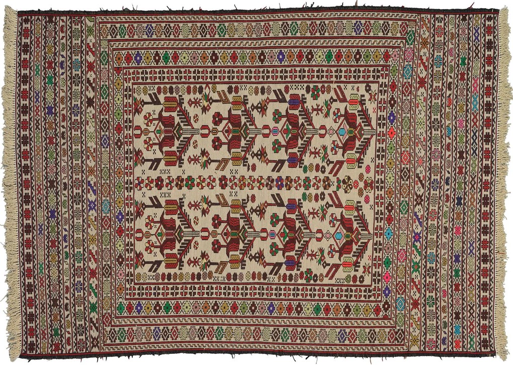 Kilim Tappeto 100 x 140 Beige (Afghanistan) Tessuto A Mano