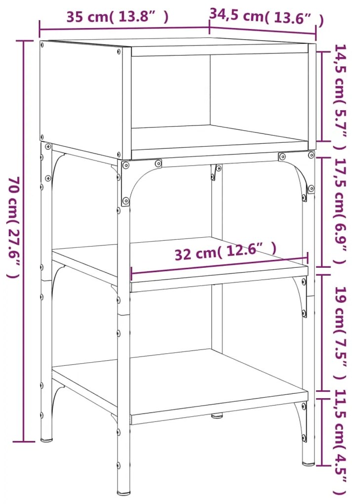 Comodini 2 pz Neri 35x34,5x70 cm in Legno Multistrato