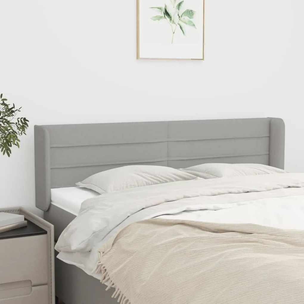 Testiera Ad Orecchio Grigio Chiaro 147x16x78/88 Cm İn Tessuto /