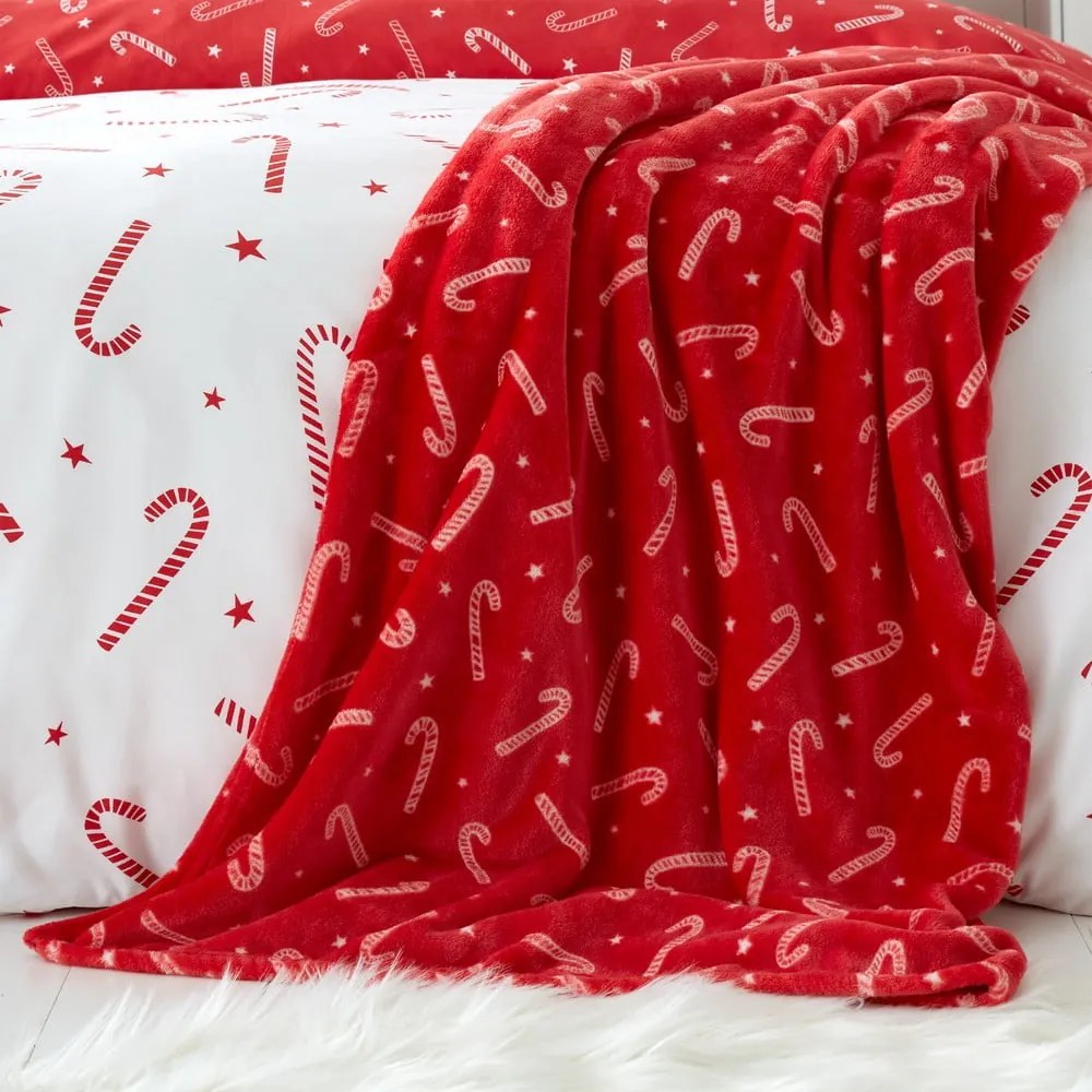 Coperta con motivo natalizio in micropile 130x170 cm Candy Cane - Catherine Lansfield