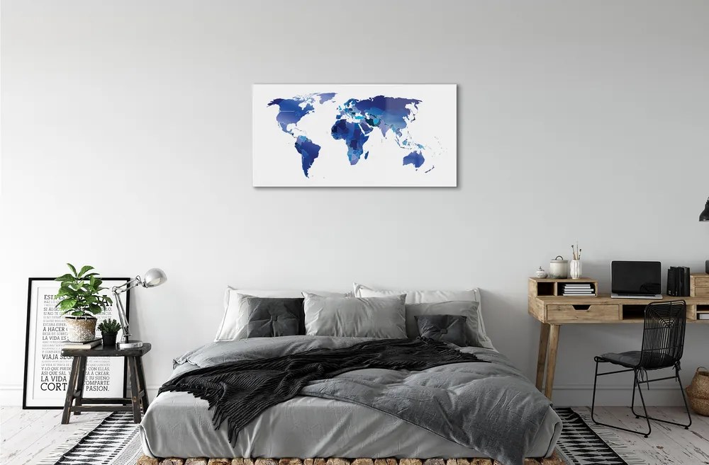 Quadro acrilico Mappa blu 100x50 cm