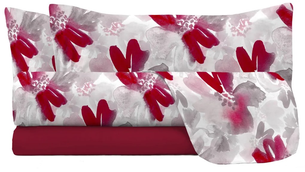 Completo letto matrimoniale fiori rossi Passion Datex