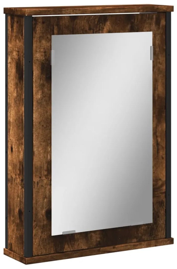 Mobile bagno specchio rovere fumo 42x12x60 cm legno multistrato