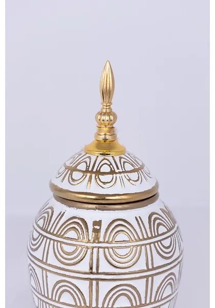 Vaso in ceramica 28x15 cm oro/bianco