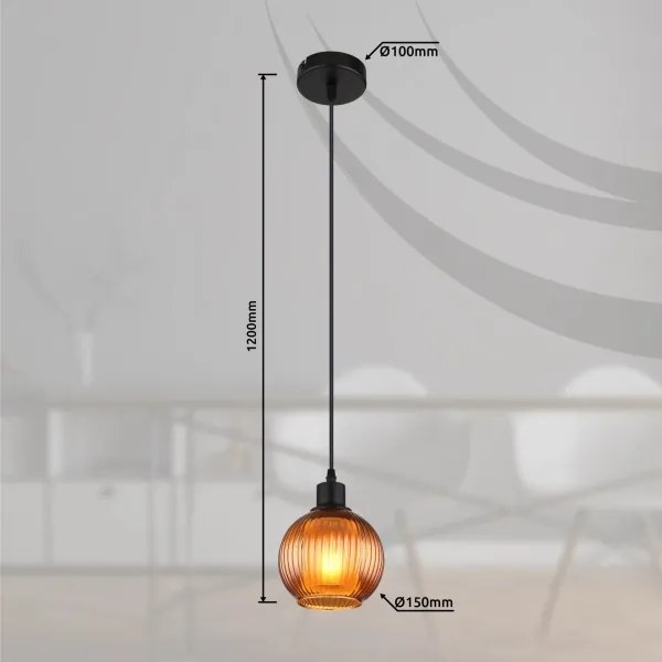 Globo 15638B - Lampadario a sospensione con filo ZUMBA 1xE27/25W/230V diametro 15 cm rame
