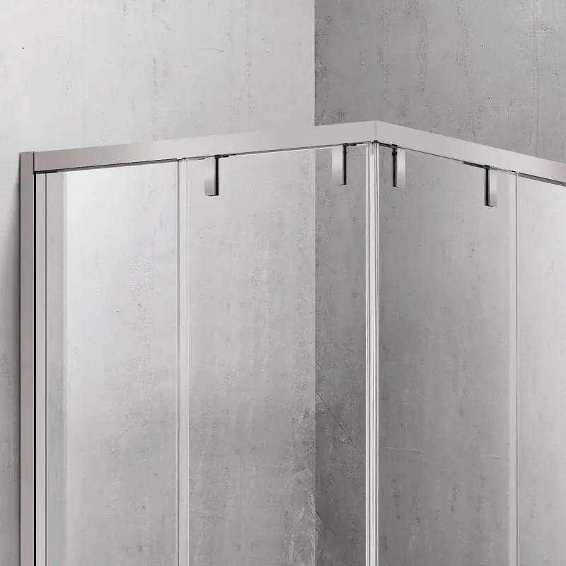 Cabina doccia 100x120 finitura acciaio spazzolato apertura doppio scorrevole vetro 8mm | KSA1000AS - KAMALU