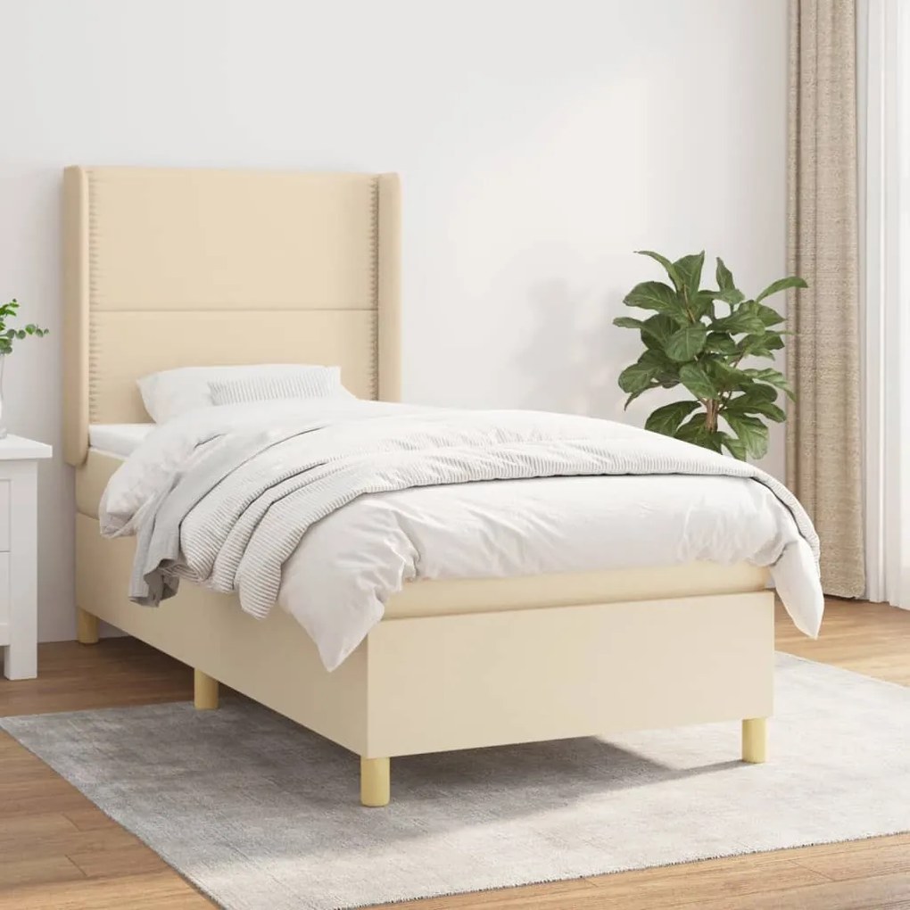 Giroletto A Molle Con Materasso Crema 100x200 Cm İn Tessuto /