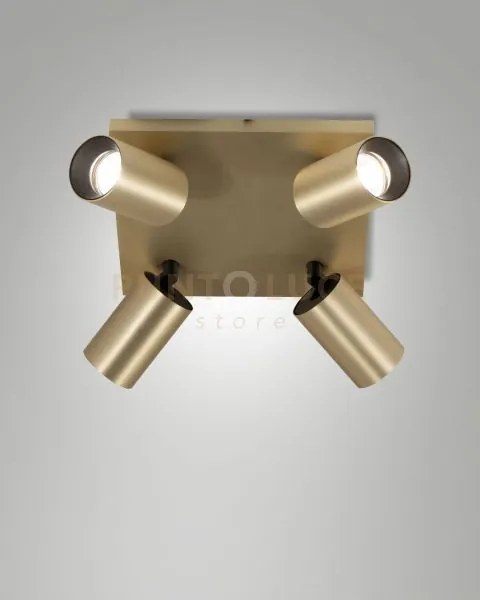Flores spot 4 luci ottone satinato orientabile attacco gu10