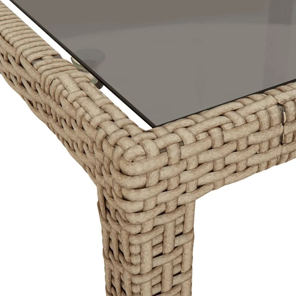 Tavolo giardino beige 190x90x75 cm vetro temperato polyrattan