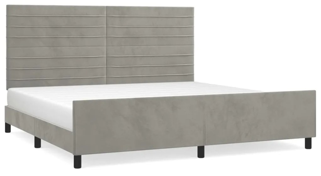 Giroletto con testiera grigio chiaro 200x200 cm in velluto