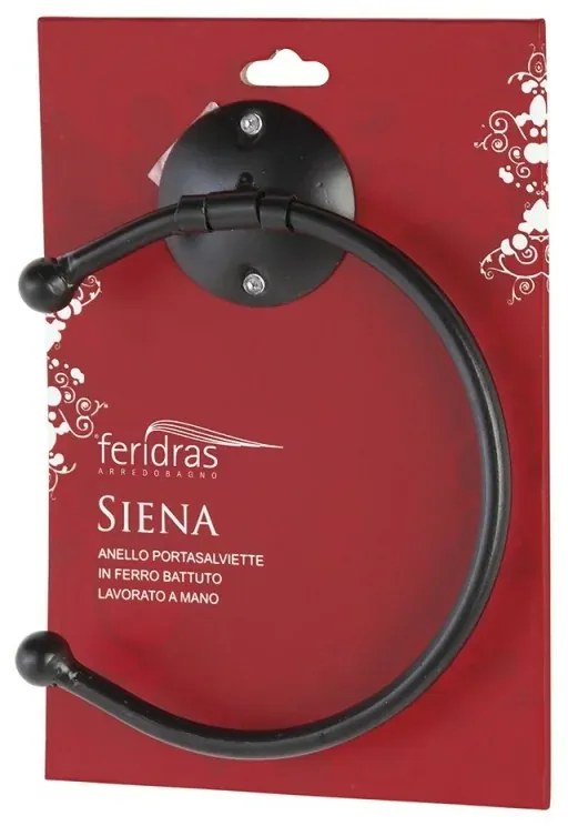 Anello portasalviette da muro in ferro battuto nero linea Siena