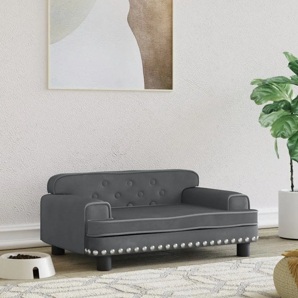 Lettino Per Cani Grigio Scuro 70x45x30 Cm İn Velluto /