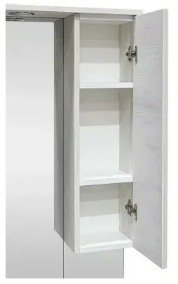 Mobile da Terra 105 cm in rovere bianco completo di specchio con pensile e LED