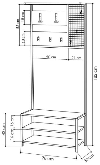 Parete ingresso NOMAD 182x78 cm nero/antracite