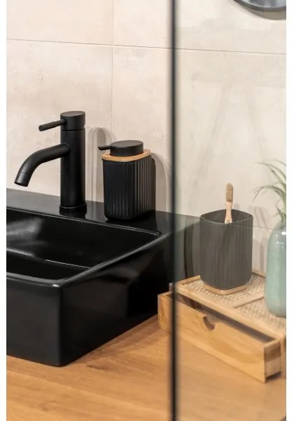 WENKO 25297100 - Portaspazzolino ROTELLO 8,5x11 cm nero/marrone