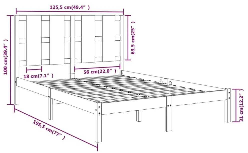 Giroletto Miele in Legno Massello 120x190 cm Small Double