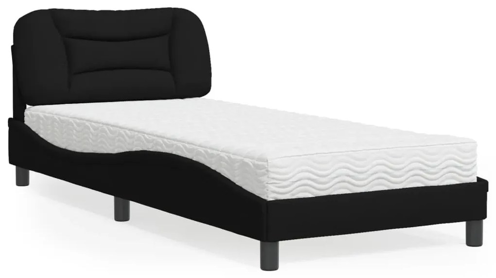 Letto Con Materasso Nero 80x200 Cm İn Tessuto /