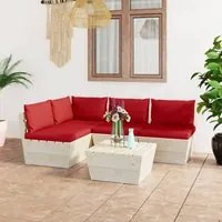 Set Divani da Giardino su Pallet 5 pz con Cuscini Legno Abete 3063486