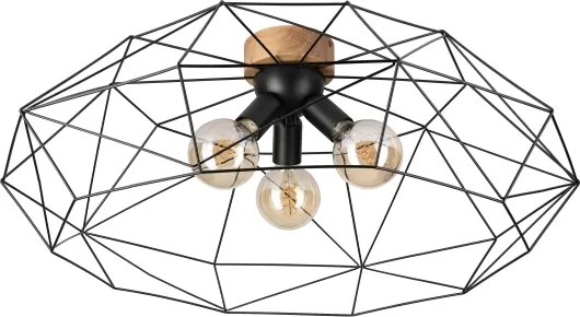 Brilagi - Plafoniera WOODY BASKET 3xE27/60W/230V Ø 80 cm rovere