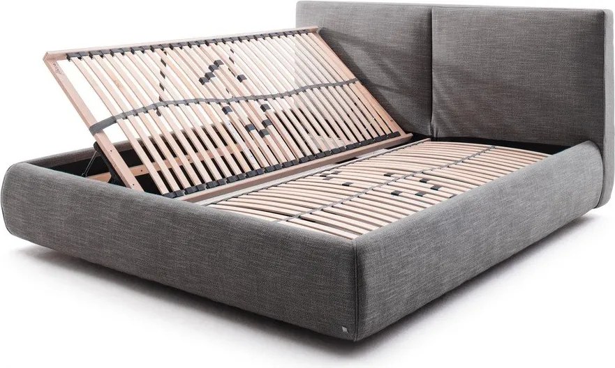 Letto matrimoniale imbottito grigio scuro con contenitore con rete inclusa 180x200 cm Atesio – Meise Möbel