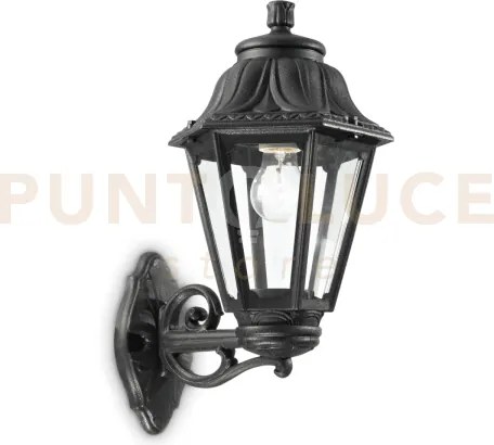 Dafne applique a parete nero 1 luce attacco e27 h.45cm vetro antigi...