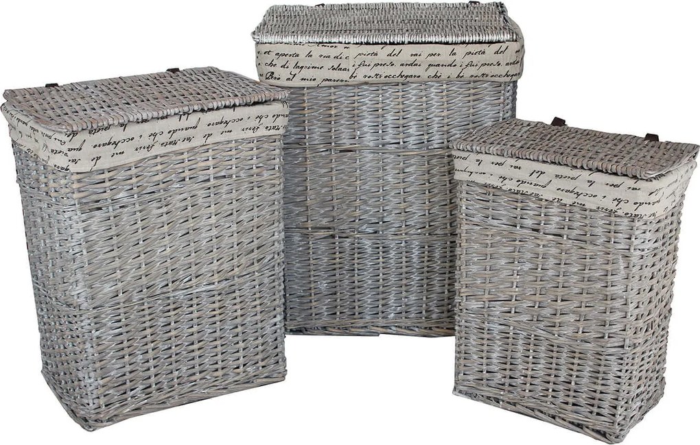 BASKY - set di 5 cesti portabiancheria in salice