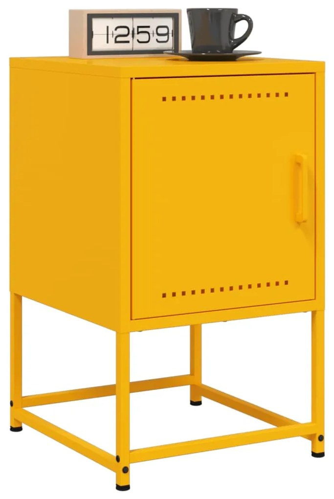Comodini 2 Pz Giallo Senape 36x39x60,5 Cm İn Acciaio /