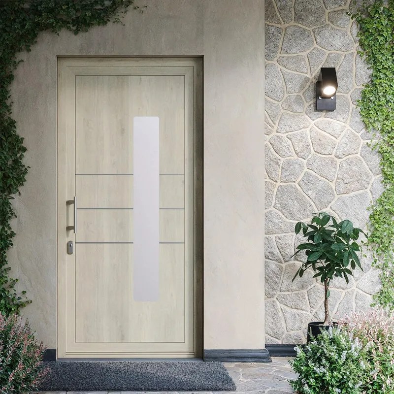 Portoncino d'ingresso DOLCETTI in PVC pannello bugnato mod.197 L 90 x H 210 cm in PVC quercia polacca, apertura spingere a sinistra, falso telaio non incluso