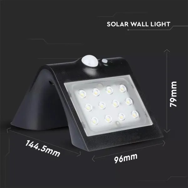 Applique a LED solare con sensore LED/1.5W/3,7V IP65 nero