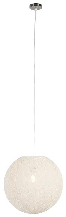 Lampada a sospensione rurale bianca 45 cm - Corda