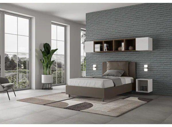 Letto una piazza e mezza senza rete imbottito 120x200 similpelle cappuccino Antea