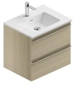 Mobile sottolavabo e lavabo Linea rovere natura in truciolare L 60 x H 55 x P 46 cm 1 vasca 2 cassetti