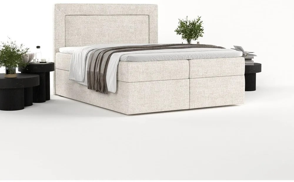 Letto boxspring crema con contenitore 140x200 cm Imagine - Maison de Rêve