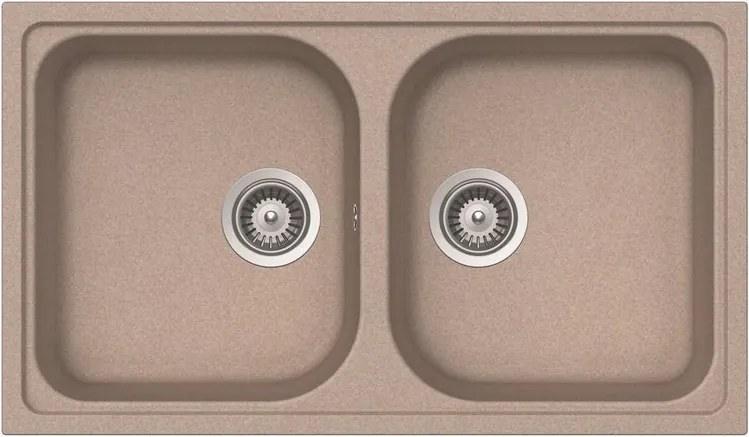 Lavello integrato 2 vasche in quarzo sabbia DELINIA Elbe L 50 x L 86 cm