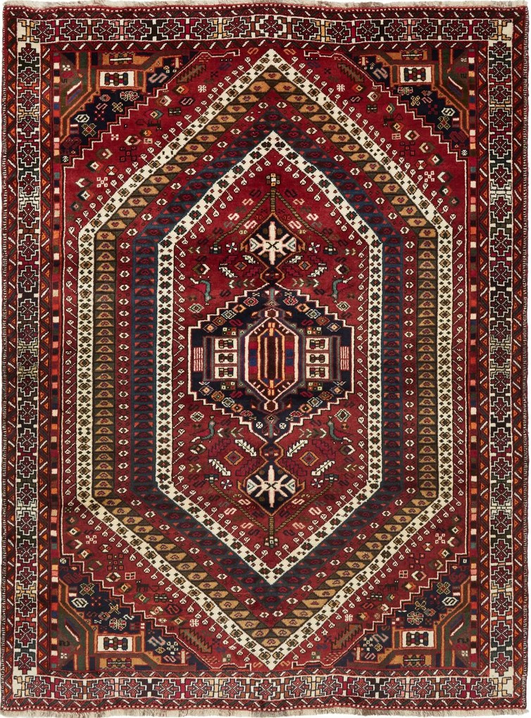 Gashghai Tappeto 240x180 Rosso (Iran) Annodato A Mano
